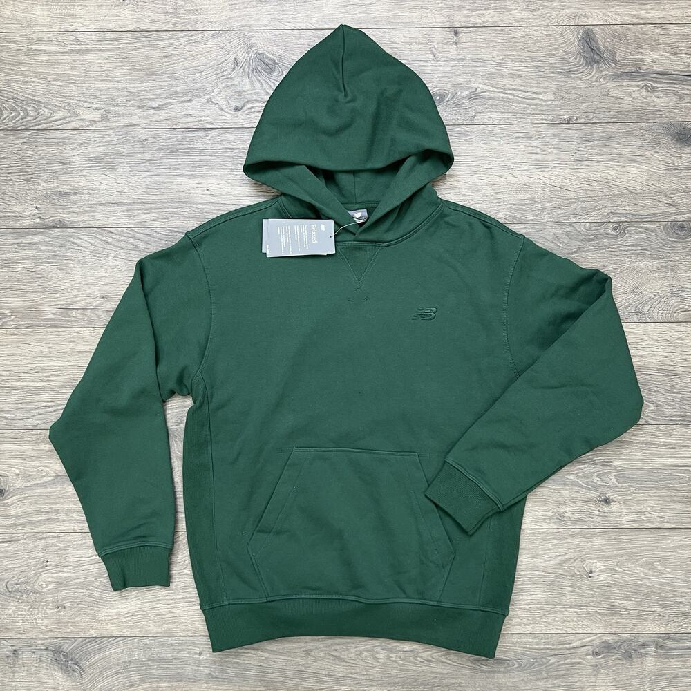 New Balance French Terry Hoodie Size Small Mens Green Athletics Pullover